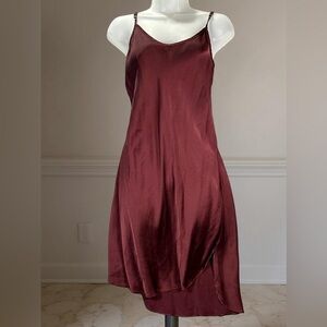 100% Silk Slip Dress Burgundy Women's XXL Lingerie Nightgown Sexy Date Night